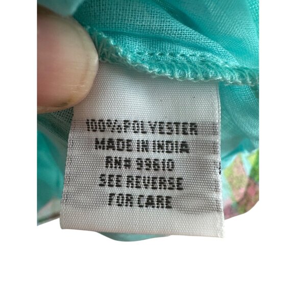 Y2K Vintage Tramp Sundress Women S Polyester Blue Green Floral Strapless tunic - Picture 5 of 7